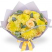 Имбирный чай - букет из желтых хризантем и роз 2